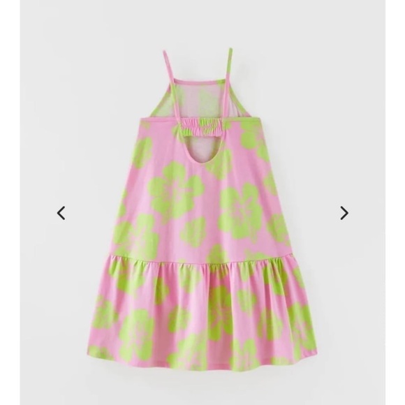 Zara Girls Pink/neon Hibiscus dress 9 - Picture 2 of 7
